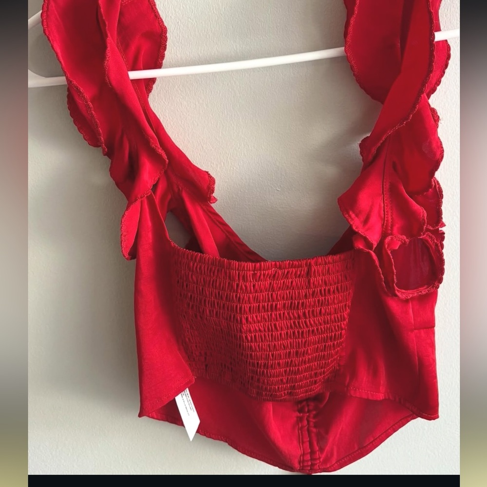 Free People Scarlet Ruffle Tie-Front Crop Top - Picture 3 of 3